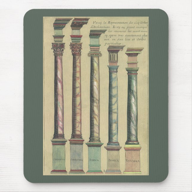 Vintage Architektur, die 5 Architekturaufträge Mousepad (Vorne)