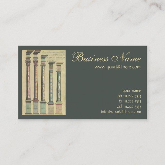 Vintage Architektur, die 5 Architekturaufträge Visitenkarte (Vorderseite)