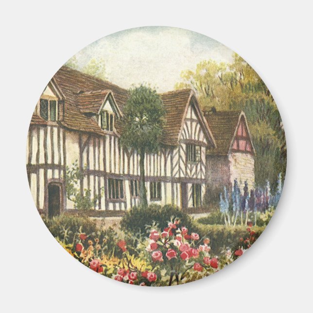 Vintage Architektur Formal Garden Englische Hütte Magnet (Vorne)