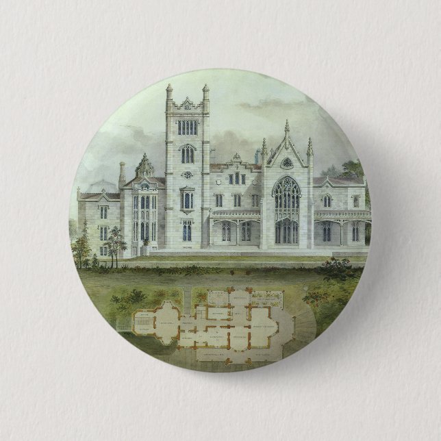Vintage Architektur, französische Schlossböden Button (Vorderseite)