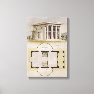 Vintage Architektur, Grundriss und griechische Vil Leinwanddruck