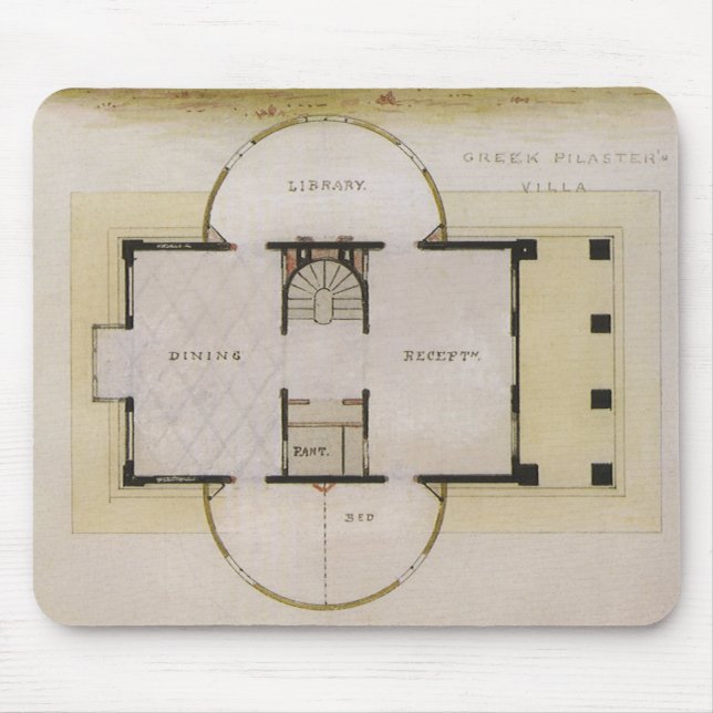 Vintage Architektur, Grundriss und griechische Vil Mousepad (Vorne)