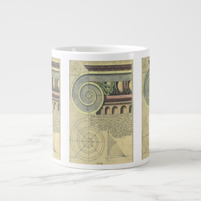 Vintage Architektur; Hauptstadt Volute von Vignola Jumbo-Tasse (Vorderseite)