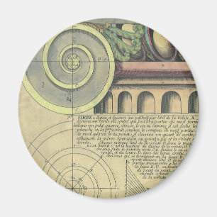 Vintage Architektur; Hauptstadt Volute von Vignola Magnet