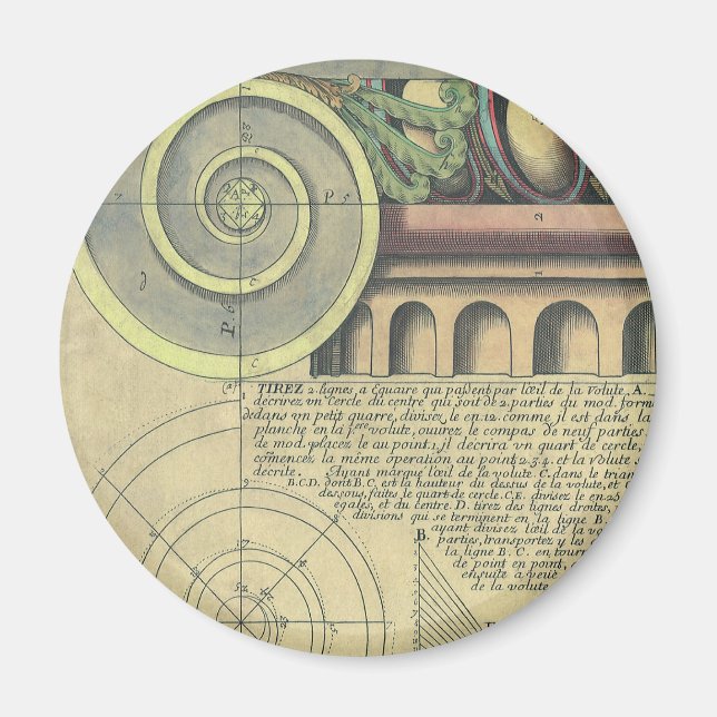 Vintage Architektur; Hauptstadt Volute von Vignola Magnet (Vorne)