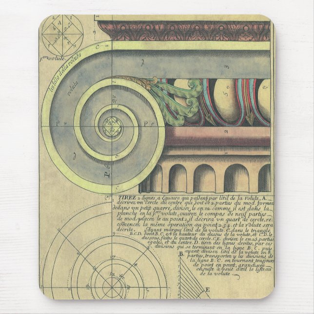 Vintage Architektur; Hauptstadt Volute von Vignola Mousepad (Vorne)