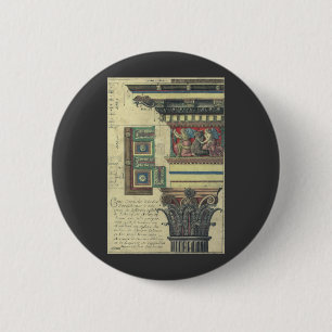 Vintage Architektur, Kolonne mit kornförmiger Form Button