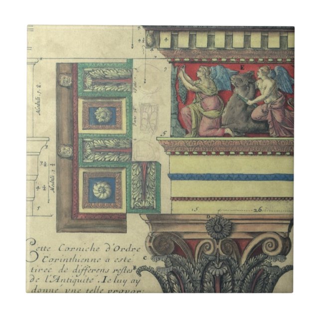 Vintage Architektur, Kolonne mit kornförmiger Form Fliese (Vorderseite)