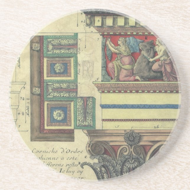 Vintage Architektur, Kolonne mit kornförmiger Form Untersetzer (Vorne)