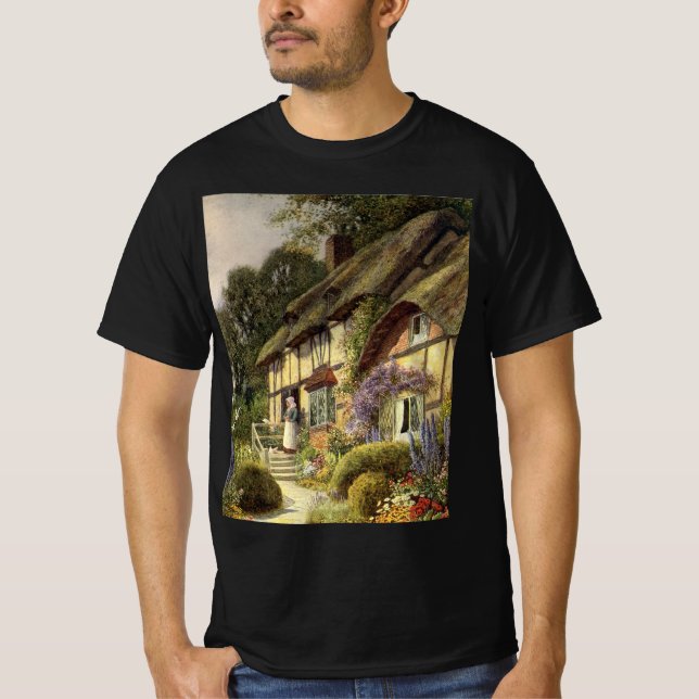 Vintage Architektur, Landhaus Hütte T-Shirt (Vorderseite)