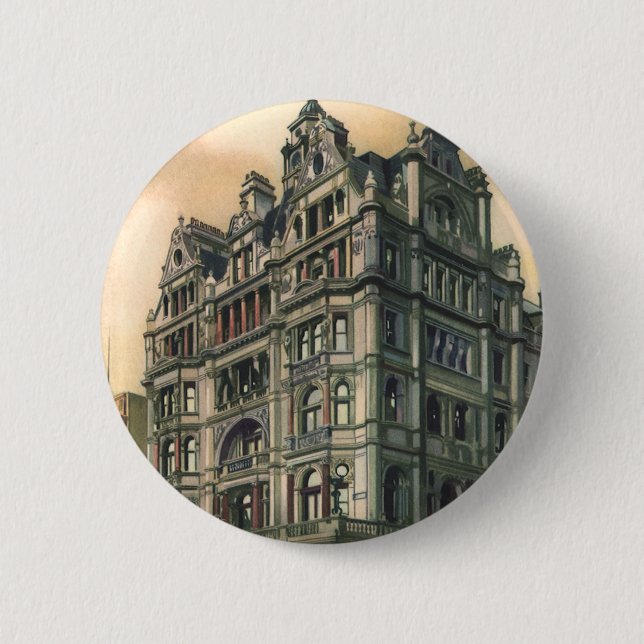 Vintage Architektur Queens Hotel Leicester Square Button (Vorderseite)