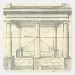 Vintage Architektur, römisches Portico mit Säulen Quadratischer Aufkleber