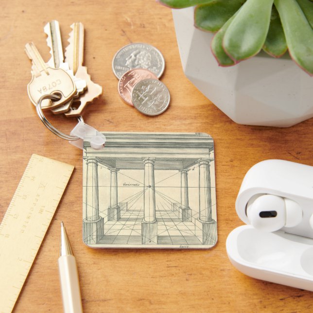 Vintage Architektur, römisches Portico mit Säulen Schlüsselanhänger (Schreibtisch)