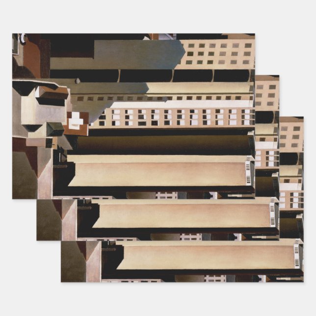 Vintage Architektur, Wolkenkratzer von Sheeler, 19 Geschenkpapier Set (Set)