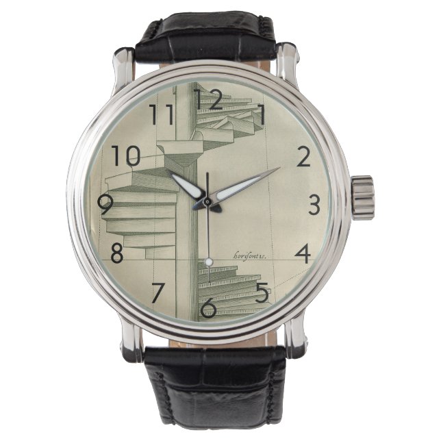 Vintage Architekturtreppen, Spiraltreppe Armbanduhr (Vorderseite)