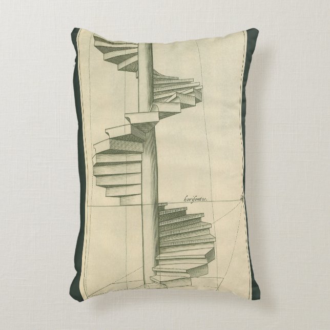 Vintage Architekturtreppen, Spiraltreppe Dekokissen (Vorderseite(Vertikal))