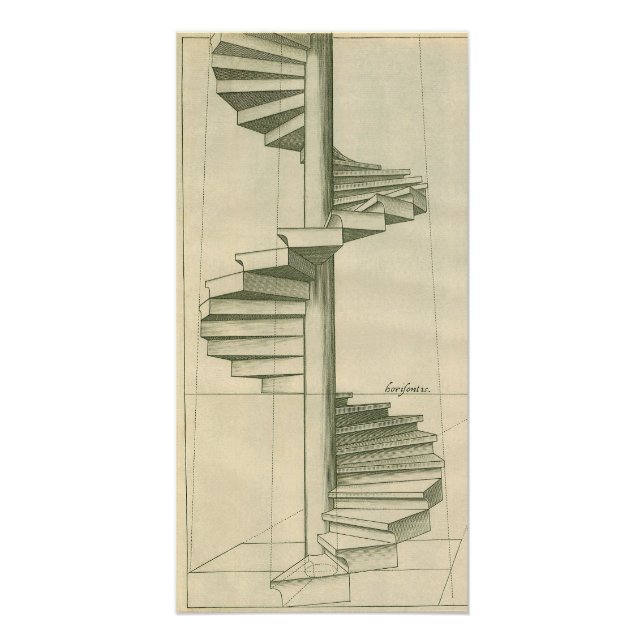 Vintage Architekturtreppen, Spiraltreppe Poster (Vorderseite)