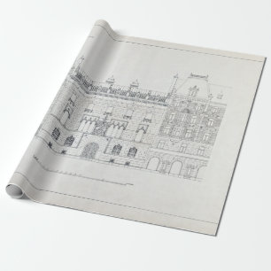 Vintage-Architekturzeichnungen von Hallwyl House Geschenkpapier