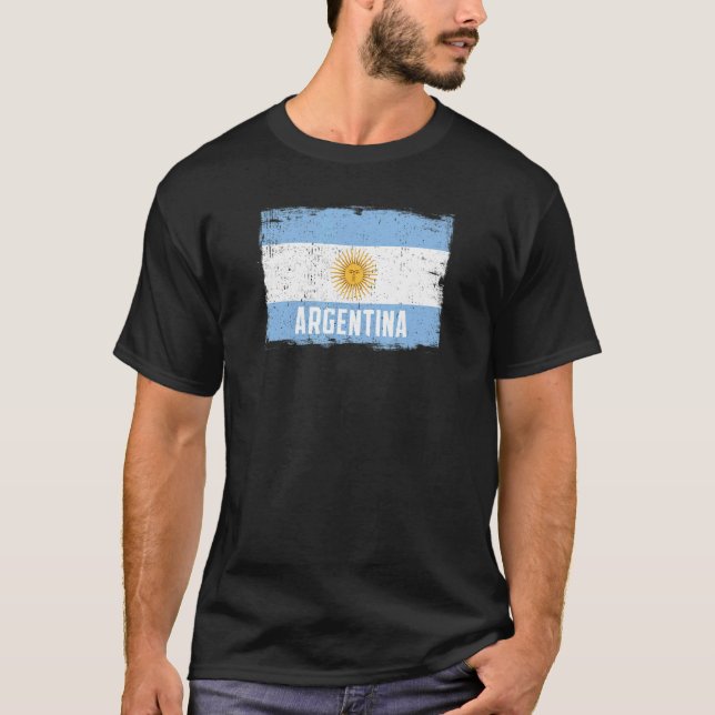 Vintage Argentina Flag Heritage Argentinian Roots T-Shirt (Vorderseite)