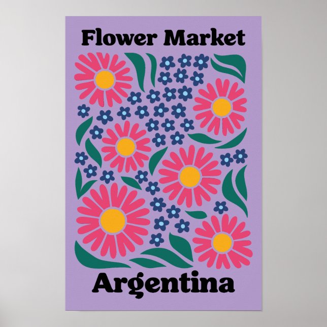 Vintage-Argentinien-Blumenmarkt-Rosa Daisy Poster (Vorne)