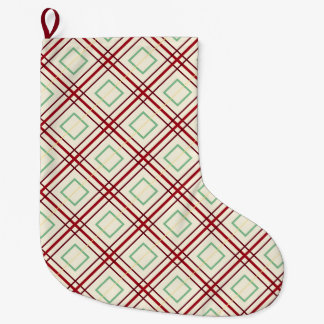 Vintage-Argyle-Kariert-Geometrischer-Weihnachtsstr Großer Weihnachtsstrumpf