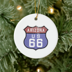 Vintage Arizona Iconic Route 66 Road Signing Keramik Ornament