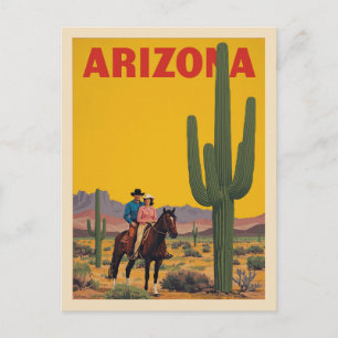 Vintage-Arizona-Reiseplakat Wüstenritt Postkarte
