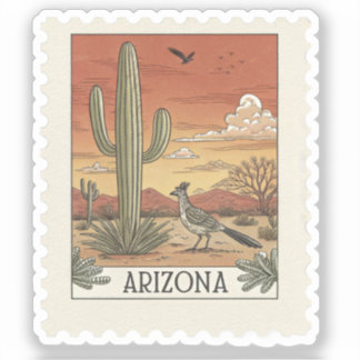 Vintage-Arizona-Saguaro-Kaktus-Rennkuckuck-Briefma Aufkleber