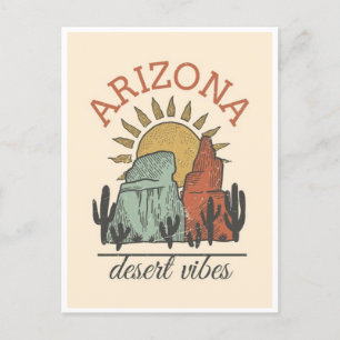 Vintage Arizona State Cactus Wüsten-Vibes Amerika Postkarte