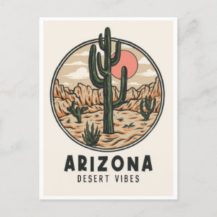 Vintage Arizona State Cactus Wüsten-Vibes Amerika Postkarte