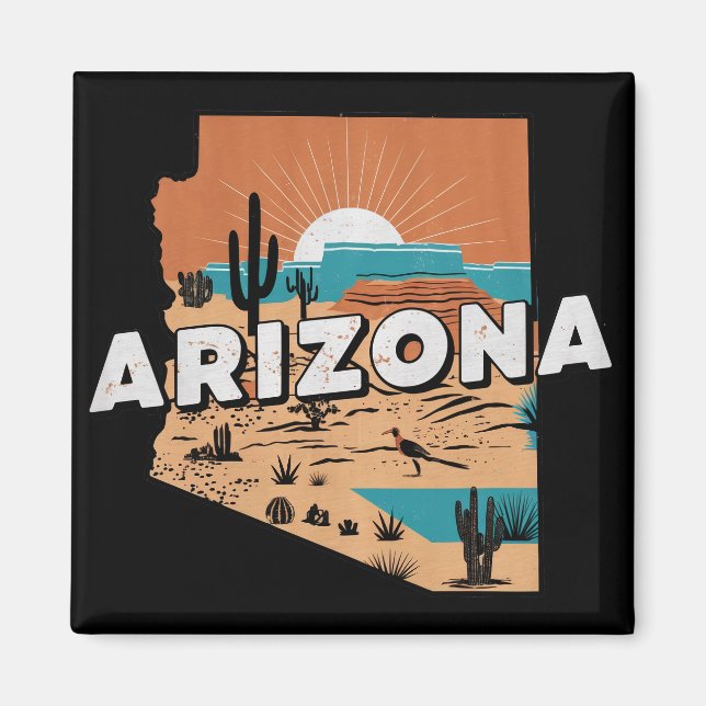 Vintage Arizona USA Karte Magnet (Vorne)