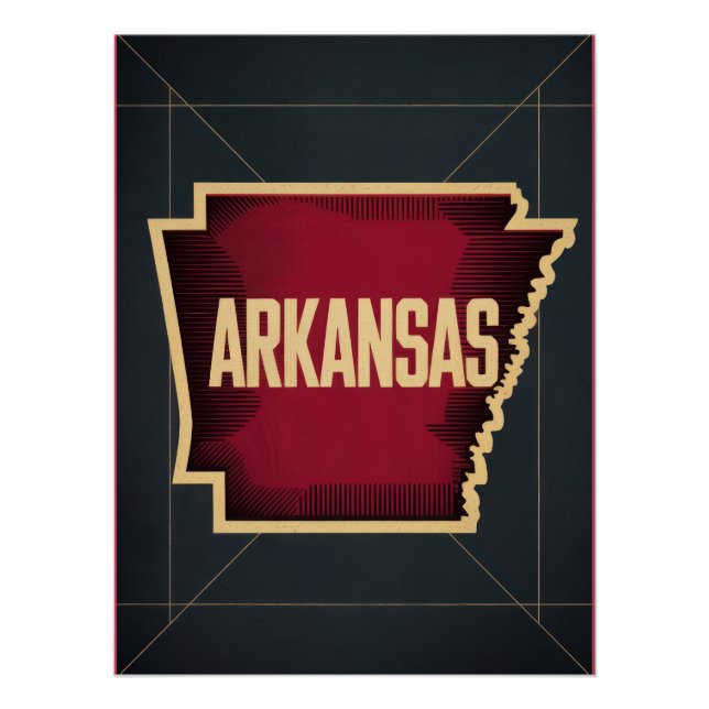 Vintage Arkansas State Map Retro Poster Design (Vorderseite)