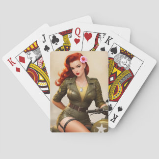Vintage Army Motorrad Pinup Playing Cards Spielkarten
