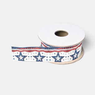 Vintage Art Amerikanischer Stolz Patriotische Ster Ripsband