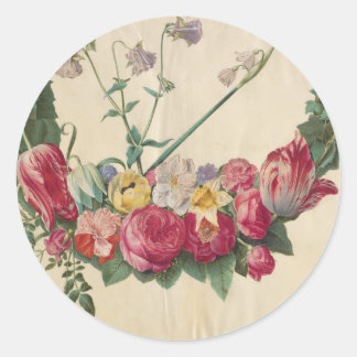 Vintage Art Blumenkranz Runder Aufkleber