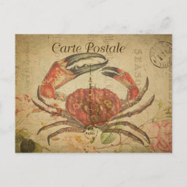 Vintage Art Crab Postkarte