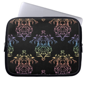 Vintage Art Damaskus Rainbow over Black Laptopschutzhülle