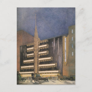 Vintage Art Deco Architecture, Building in NYC Postkarte