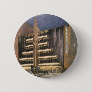 Vintage Art-Deco-Architektur, Gebäude im NYC Button