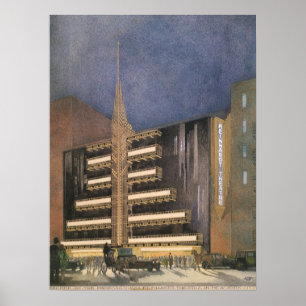 Vintage Art Deco Architektur, Gebäude in NYC Poster