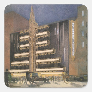 Vintage-Art Deco-Architektur, Gebäude in NYC Quadratischer Aufkleber