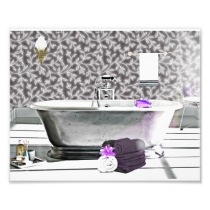 Vintage Art Deco Badewanne Aquarell-Fotodruck Fotodruck