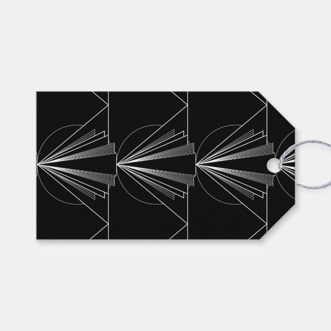 Vintage Art Deco Black and White Geometric  Geschenkanhänger (Vorderseite (Horizontal))