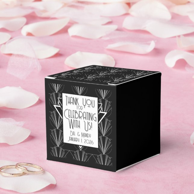 Vintage Art Deco Black and White Geometric  Geschenkschachtel (Hochzeit)