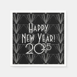 Vintage Art Deco Black and White Geometric  Serviette