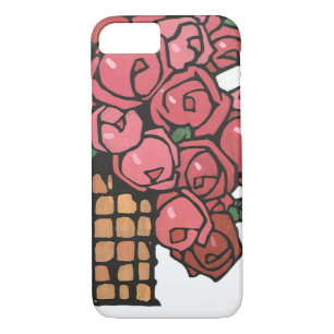 Vintage Art-Deco-Blume, Rosa-Garten-Rose Case-Mate iPhone Hülle