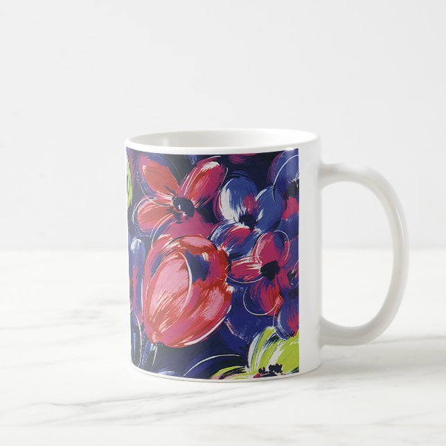Vintage Art Deco-Blume, Tulips, Blumentextil Kaffeetasse (Rechts)