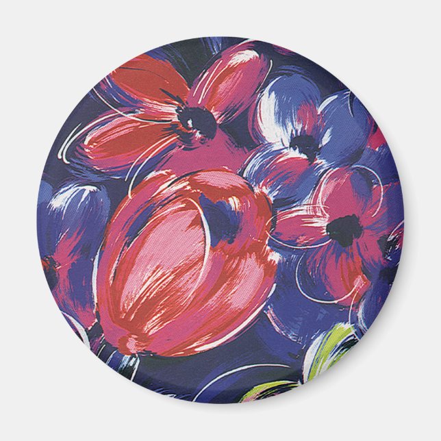 Vintage Art Deco-Blume, Tulips, Blumentextil Magnet (Vorne)