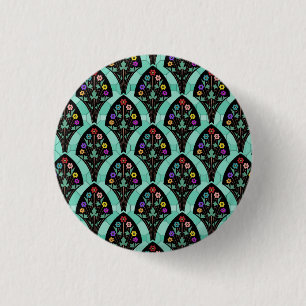 Vintage Art Deco Blumenfächer-Mosaik Button