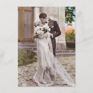 Vintage Art Deco Bride und Groom Foto Card der 20e Karte